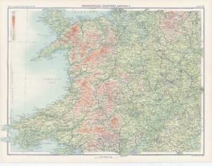 c1885 Large Map OROGRAPHICAL FEATURES E ENGLAND Hereford Derby Bartholomew (RA9)