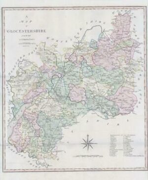 1800-10 Large Engraved Map of GLOUCESTERSHIRE by John Cary Original Colour (CL3)