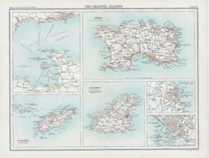 c1885 Map ENGLAND - THE CHANNEL ISLANDS Jersey Guernsey Bartholomew (RA51)
