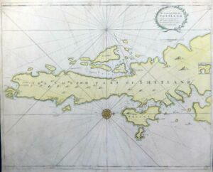 1723 SOUTH PART OF SHETLAND BRASSEY BURRA Greenville Collins Sea Chart Map