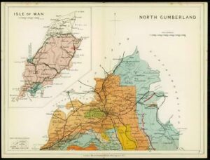 1904 Original Antique Colour Map ISLE OF MAN & NORTH CUMBERLAND (26)
