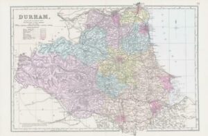 1883 Large Map of DURHAM Ordnance Survey by Bacon (BO13)