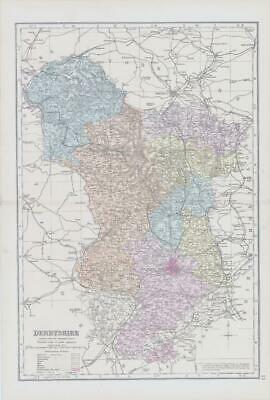 1883 Large Map of DERBYSHIRE Ordnance Survey by Bacon (BO9)