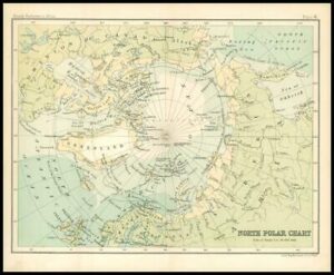 c1912 Map of the NORTH POLE POLAR Chart Regions (BS6)