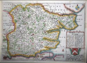 1715 Antique Map - ESSEX by Richard Blome Hand Coloured (LM21)