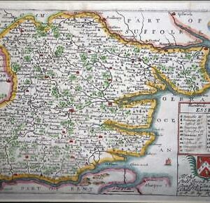 1715 Antique Map - ESSEX by Richard Blome Hand Coloured (LM21)