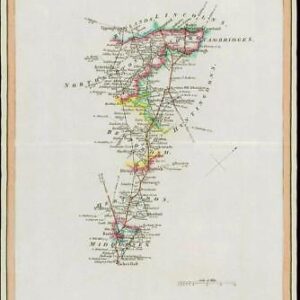 1806 Antique Road Map MIDDLESEX HERTFORDSHIRE BEDFORDSHIRE HUNTS NORTHANTS (24)