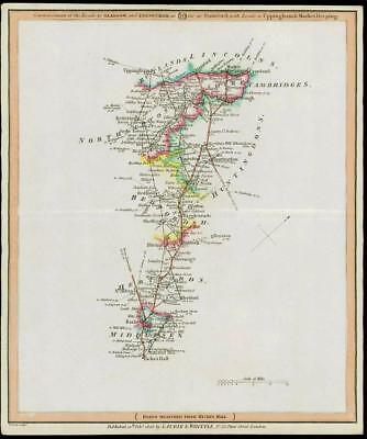 1806 Antique Road Map MIDDLESEX HERTFORDSHIRE BEDFORDSHIRE HUNTS NORTHANTS (24)