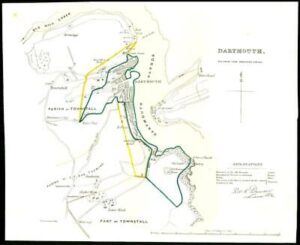 1837 Original Antique Map DEVON DARTMOUTH Dawson Boundary Commission (DL2/98)