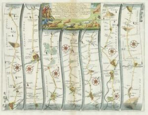 1675 BUCKINGHAM TO BRIDGNORTH Large Ogilby Road Map Banbury Stratford Campden