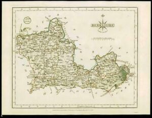 1793 Original Antique MAP of 'BERKSHIRE' by John Cary Outline Colour (03)