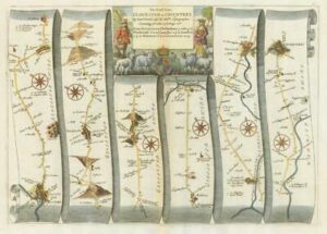 1675 GLOUCESTER to COVENTRY Road Map Ogilby Cheltenham Campden Stratford Warwick