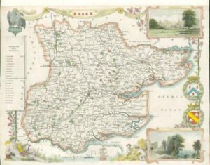 1840 - Original Antique Map of "ESSEX" by Thomas Moule hand Coloured (bm31)