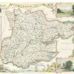 1840 - Original Antique Map of "ESSEX" by Thomas Moule hand Coloured (bm31)