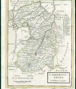 1733 - Rare Antique Map of CAMBRIDGESHIRE by Herman Moll hand coloured (11)