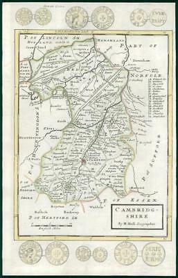 1733 - Rare Antique Map of CAMBRIDGESHIRE by Herman Moll hand coloured (11)