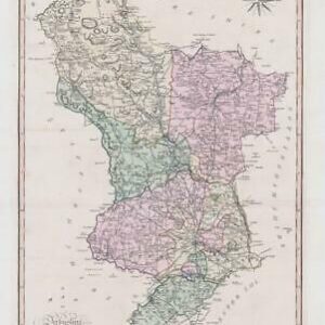 1800-10 Large Engraved Map of DERBYSHIRE by John Cary with Original Colour (CL7)