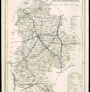 1855 - Original antique map of "BEDFORDSHIRE" by JOSHUA ARCHER (2)
