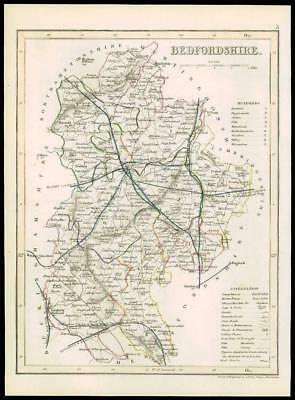 1855 - Original antique map of "BEDFORDSHIRE" by JOSHUA ARCHER (2)