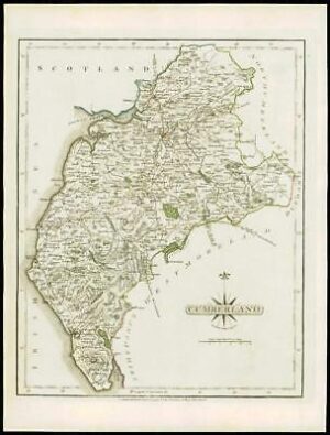 1793 Original Antique MAP of 'CUMBERLAND' by John Cary Outline Colour (08)
