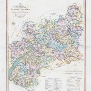 1833 Large Engraved Map GLOUCESTERSHIRE by William Ebden Duncan Colour (DUK23)