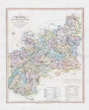 1833 Large Engraved Map GLOUCESTERSHIRE by William Ebden Duncan Colour (DUK23)