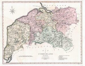 1800-10 Large Engraved Map of CUMBERLAND by John Cary with Original Colour (CL6)
