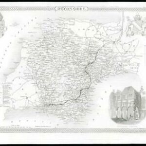 c1840 - Original Antique Map of DEVONSHIRE DEVON by Moule (DLM1)