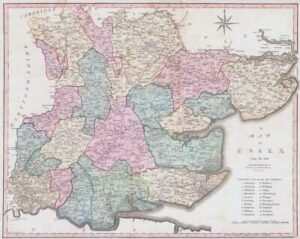 1800-10 Large Engraved Map of ESSEX by John Cary with Original Colour (CL12)