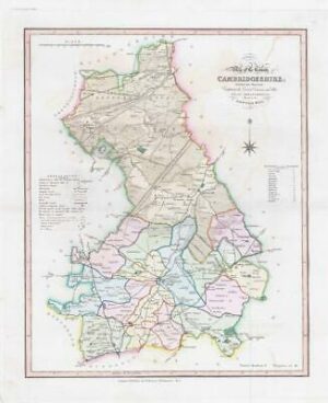 1833 Large Engraved Map CAMBRIDGESHIRE by William Ebden Duncan Colour (DUK17)