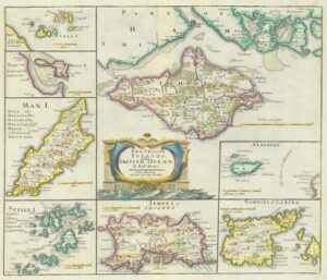 1722 Original Antique Map -BRITISH OCEAN CHANNEL ISLANDS Scilly by Morden