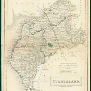 c1820 - Original Antique Map CUMBERLAND Chapman Hall outline hand colour (CP5-M)