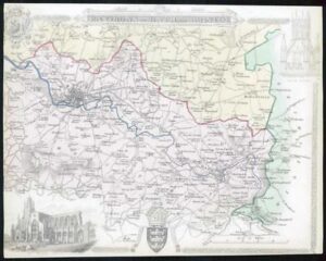 1837 Original Antique MAP - ENVIRONS BATH & BRISTOL by Thomas Moule Colour  (02)