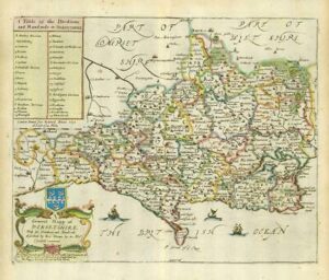 1673 1st ISSUE Map of DORSET 'A GENERAL MAPP OF DORSETSHIRE' by Richard Blome