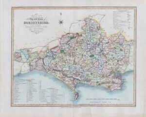 1833 Large Engraved Map DORSETSHIRE William Ebden Duncan Original Colour (DUK13)