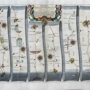1675 LONDON to CHICHESTER Large Road Map Ogilby Sussex Hampshire Winchester