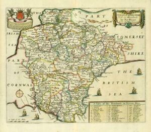 1673 1st ISSUE Map of DEVONSHIRE 'A MAPP OF DEVONSHIRE' by Richard Blome