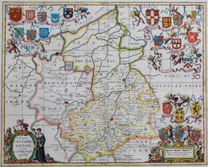 c1700 COMITATIS CANTABRIGIENSIS Cambridgeshire Map by Schenk & Valk (LM11)
