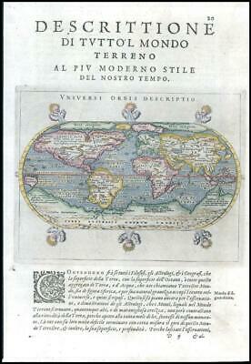 1597/8 Antique Map UNIVERSI ORBIS DESCRIPTIO World Projection by Magini (G60)