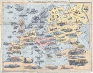 1842 THE TRAVELLERS OR A TOUR THROUGH EUROPE William Spooner Game Map (FM200)