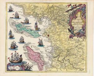 c1730 MAP LES ENVIRONS DE ROCHELLE ET ROCHEFORT France by Seutter (HM21)