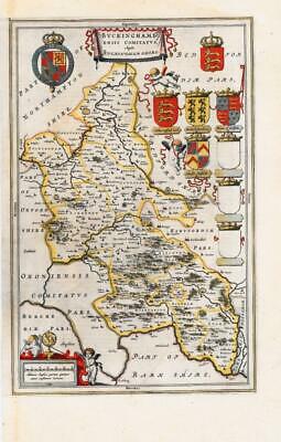 1659 Original Map of BUCKINGHAMSHIRE by Blaeu Rare Spanish Edition (EB)