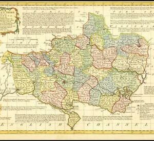 1777 Antique Map of DORSETSHIRE by Emanual Bowen Divided into Hundreds (BCM10)