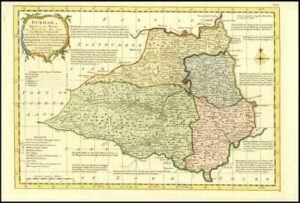 1777 Antique Map of DURHAM by Emanual Bowen Divided into Hundreds (BCM11)