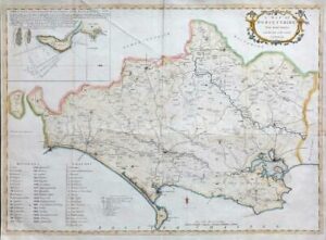1773 Large map of DORSET Dorsetshire by J Bayly inset of Portland (LM11)
