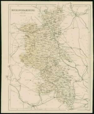 1868 - Original Colour Antique Map of BUCKINGHAMSHIRE by W Hughes (FC38)