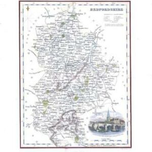 1836 - Original Antique Map of  BEDFORDSHIRE View of Bedford by Fullerton(FCM19)