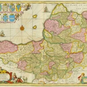 c1694 Map of SOMERSET "SOMERSETSHIRE" by Schenk & Valk Hand Coloured