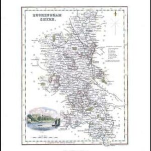 1836 - Original Antique Map of BUCKINGHAMSHIRE View of Eton by Fullerton(FCM8)