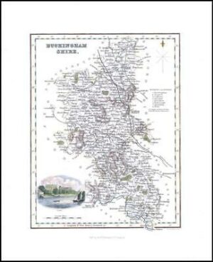 1836 - Original Antique Map of BUCKINGHAMSHIRE View of Eton by Fullerton(FCM8)